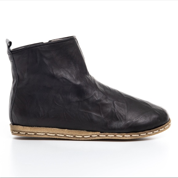 Handmade Turkish Leather Shearling boots ~ black matte - Picture 3 of 5